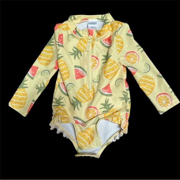 Carter's Baby Girls' Long Sleeve Fruit Printed Rash Guard Swim - 6M - Picture 1 of 4